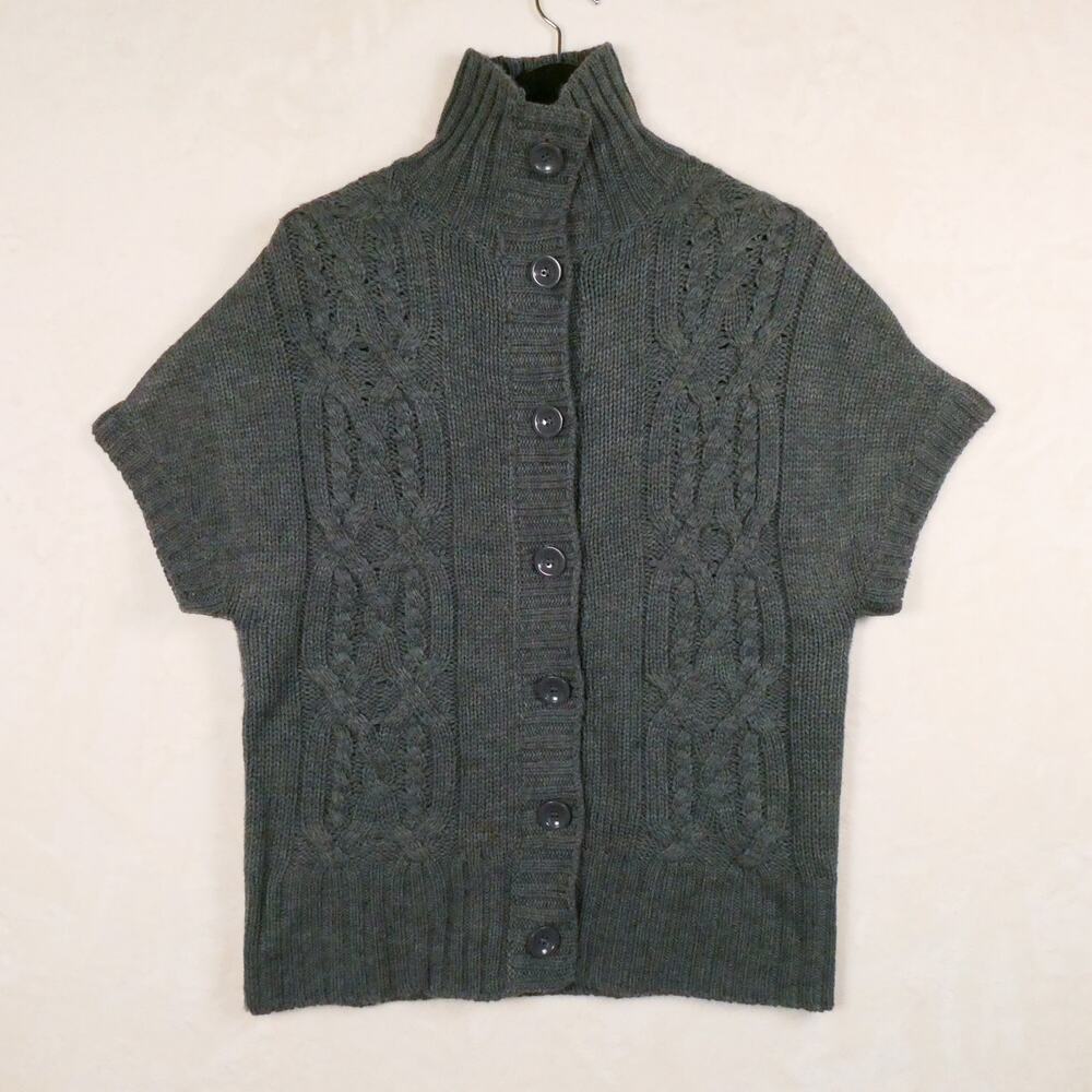 Lauren Hansen Short Sleeve Knit Cardigan Size M Wool Blend Soft Grunge Academia
